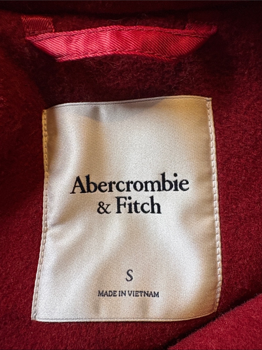 Abercrombie & Fitch Small Red Long Wool Blend Dad Coat - Picture 4 of 5